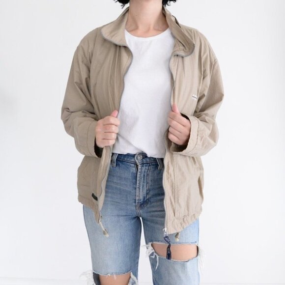 Vintage Bum Equipment Tan Zip  Up Spring Jacket Size Large - Picture 1 of 11